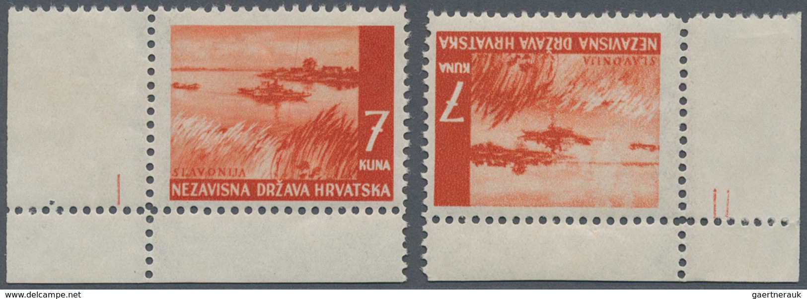 Kroatien: 1941/1942, Definitives "Pictorials", 7k. Brownish Red "River Sava", Specialised Assortment - Kroatië