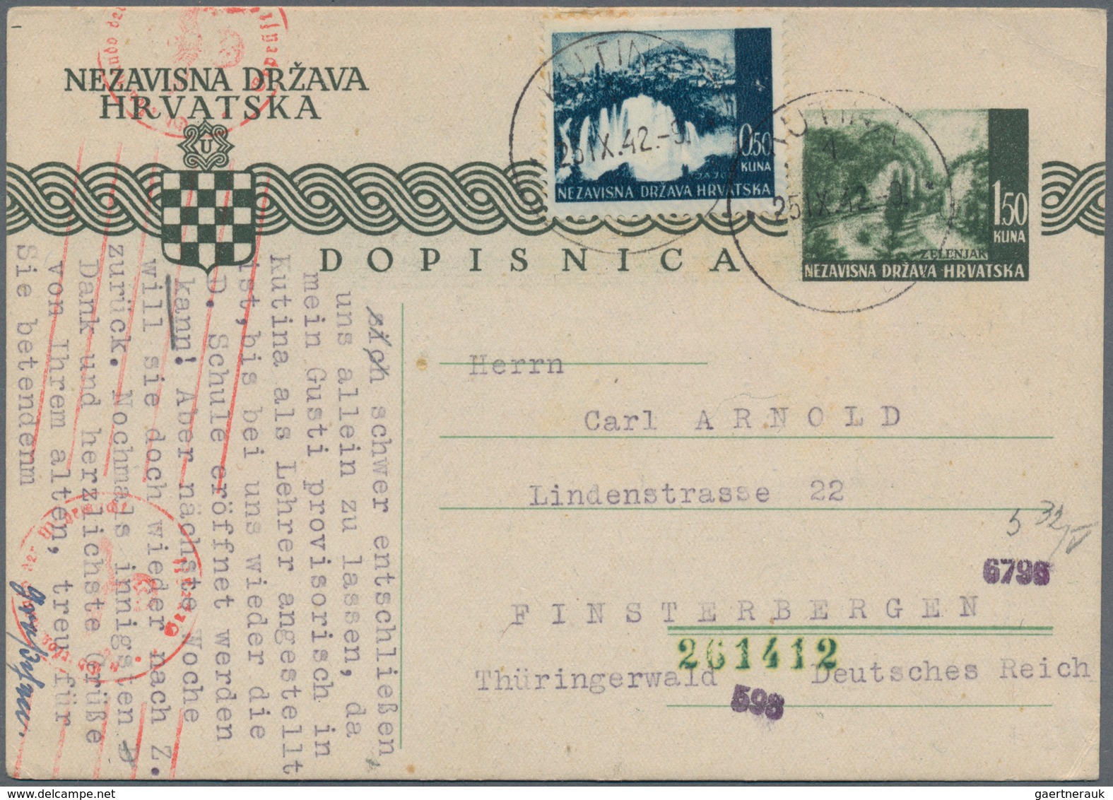 Kroatien: 1941/1943, Assortment Of 22 (mainly Commercial) Covers/cards Incl. Used Stationeries, Incl - Kroatië