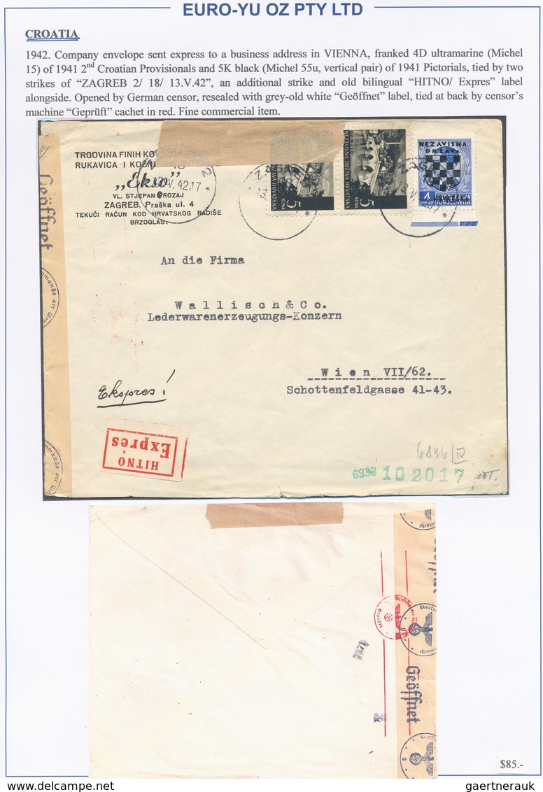Kroatien: 1941/1944, Collection Of 40 (mainly Commercial) Covers On Written Up Album Pages, Comprisi - Croatie