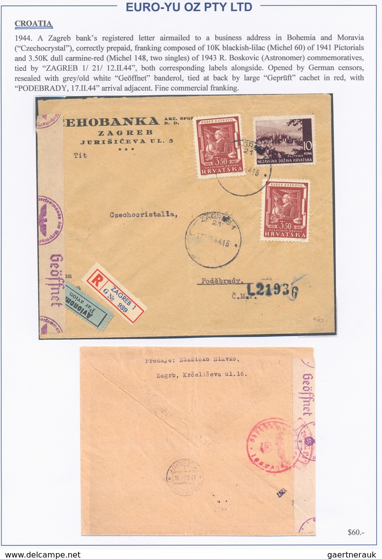 Kroatien: 1941/1944, collection of 40 (mainly commercial) covers on written up album pages, comprisi