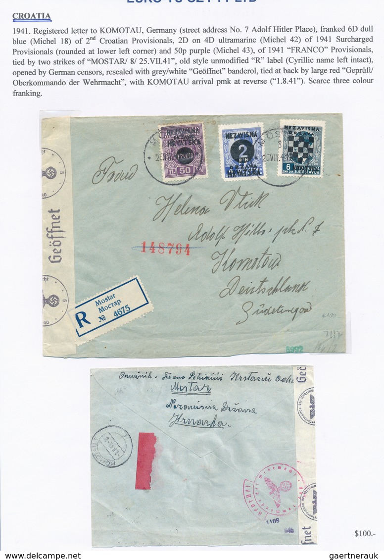 Kroatien: 1941/1944, Collection Of 40 (mainly Commercial) Covers, Incl. Interesting Frankings, Regis - Kroatië