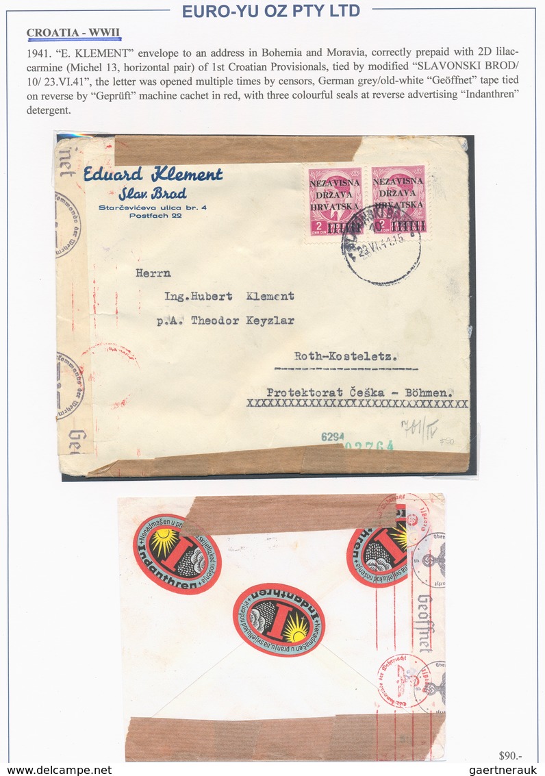 Kroatien: 1941/1944, Collection Of 40 (mainly Commercial) Covers, Incl. Interesting Frankings, Regis - Kroatië