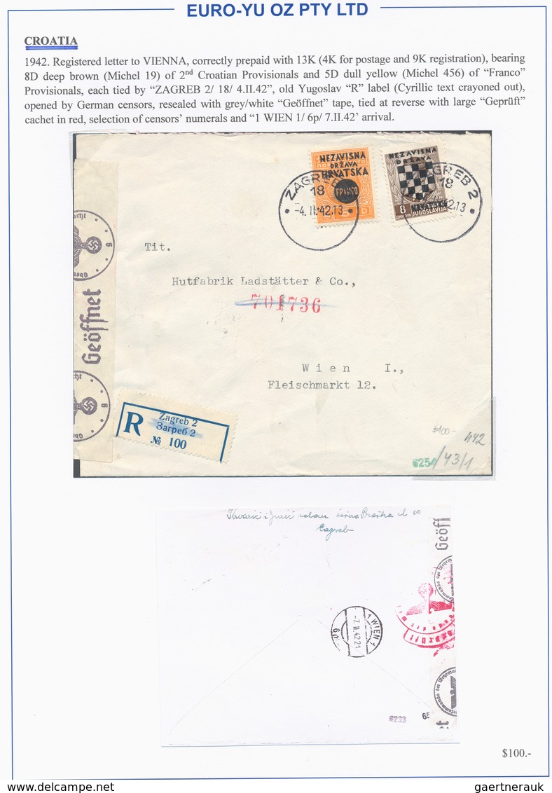 Kroatien: 1941/1944, Collection Of 40 (mainly Commercial) Covers, Incl. Interesting Frankings, Regis - Croazia