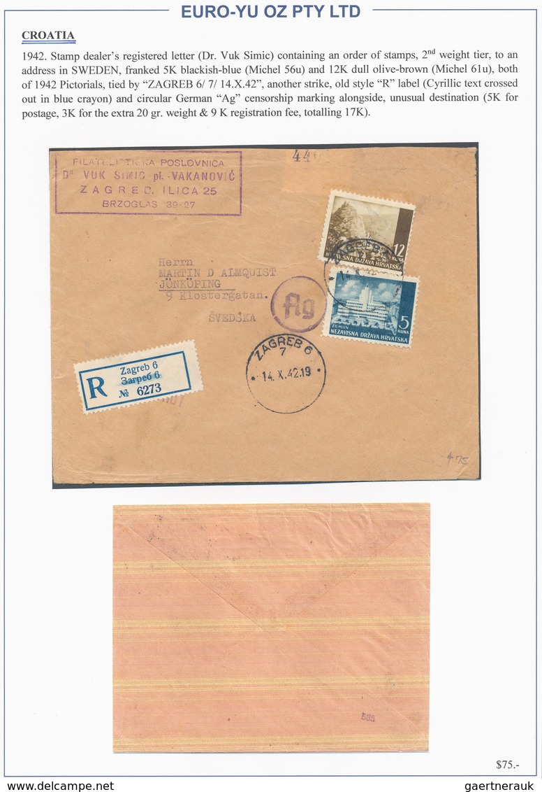 Kroatien: 1941/1944, Collection Of 40 (mainly Commercial) Covers, Incl. Interesting Frankings, Regis - Croazia