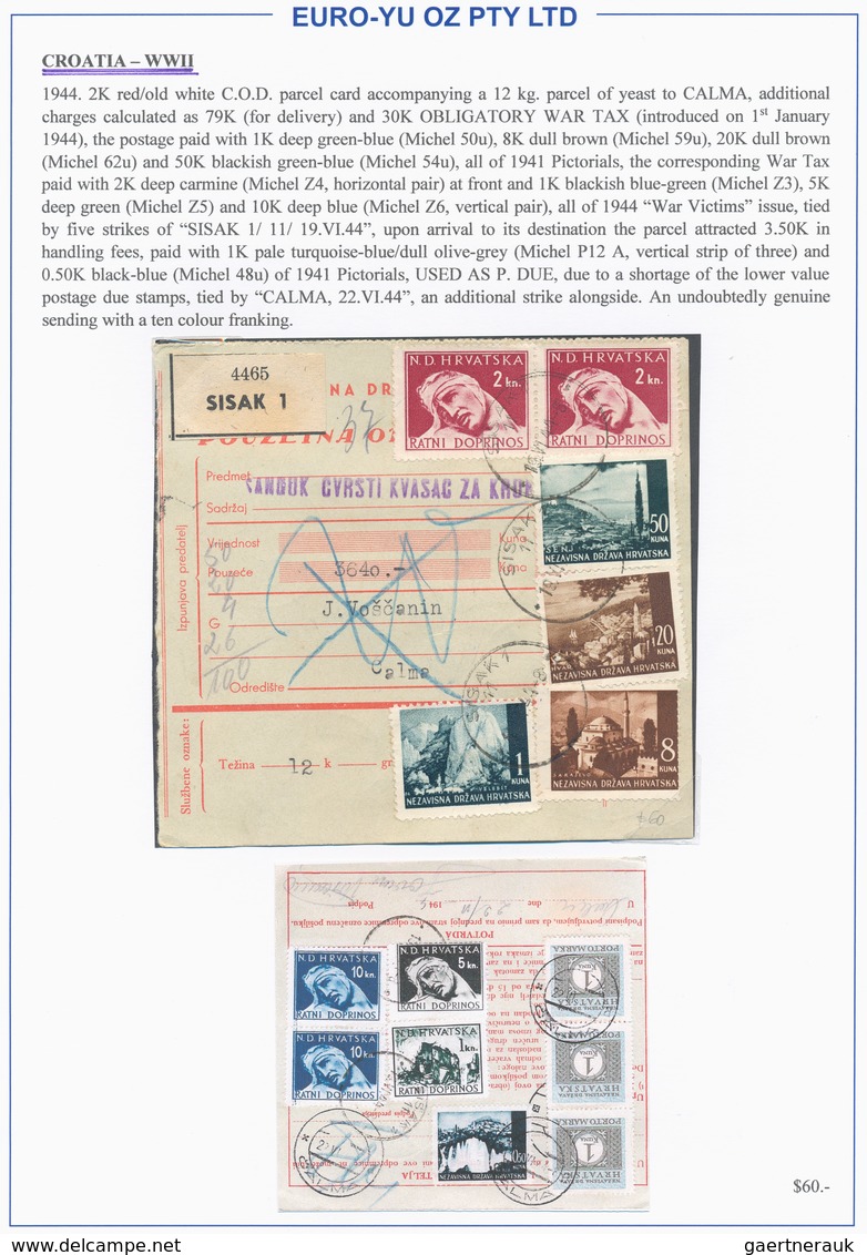 Kroatien: 1941/1945, collection of 48 entires on written up album pages, mainly commercial mail incl