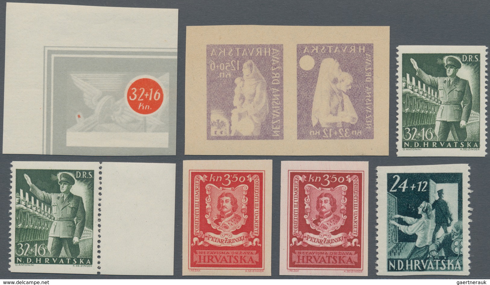 Kroatien: 1941/1945, Mint Assortment On Retail Cards, Incl. A Good Range Of Specialities Like Imperf - Kroatië