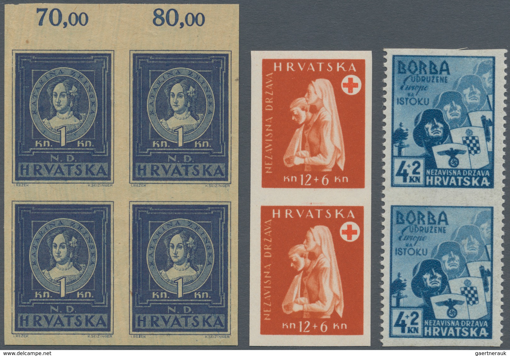 Kroatien: 1941/1945, Mint Assortment On Retail Cards, Incl. A Good Range Of Specialities Like Imperf - Croatia