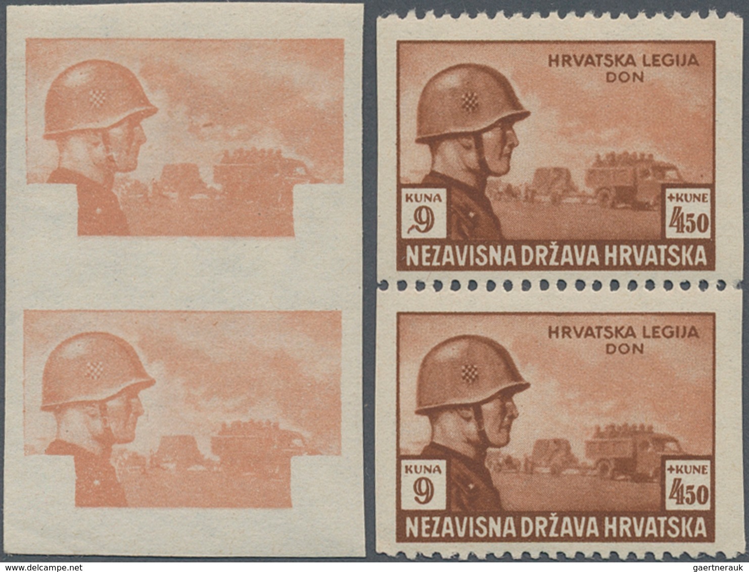 Kroatien: 1942, Croatian Legion, Specialised Assortment Of Apprx. 83 Stamps Showing Specialities Lik - Croatie