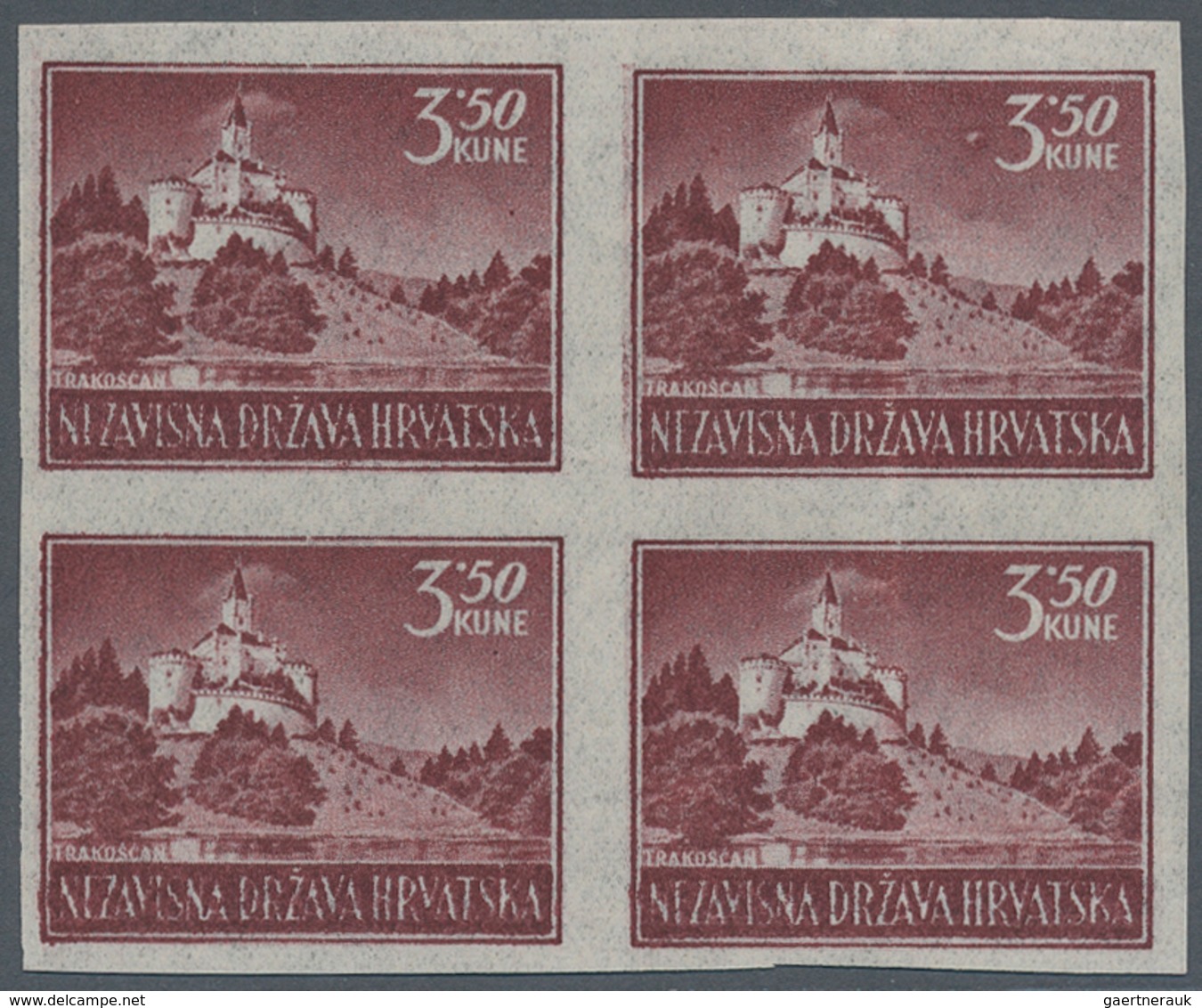 Kroatien: 1943/1944, Definitives "Pictorials" 3.50k. Carmine-brown "Trakoscan Castle", Specialised A - Croatia