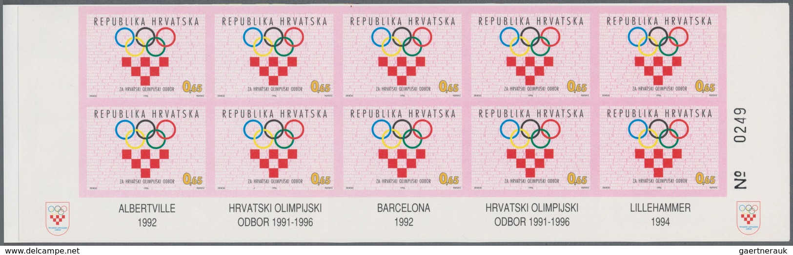 Kroatien - Zwangszuschlagsmarken: 1996, National Olympic Committee, Booklet With Pane Of Ten IMPERFO - Kroatien