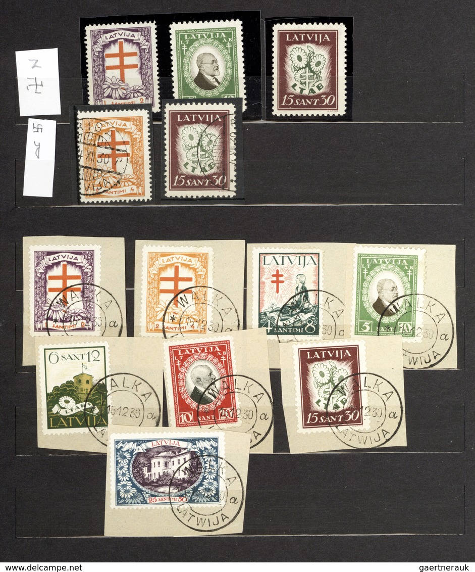 Lettland: 1918/1941, Specialised Collection/accumulation In Three Stockbooks, Comprising Shades, Pap - Letonia