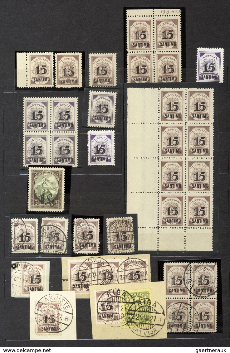 Lettland: 1918/1941, specialised collection/accumulation in three stockbooks, comprising shades, pap