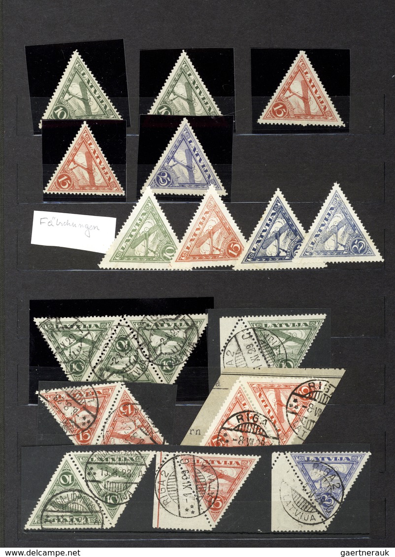 Lettland: 1918/1941, specialised collection/accumulation in three stockbooks, comprising shades, pap