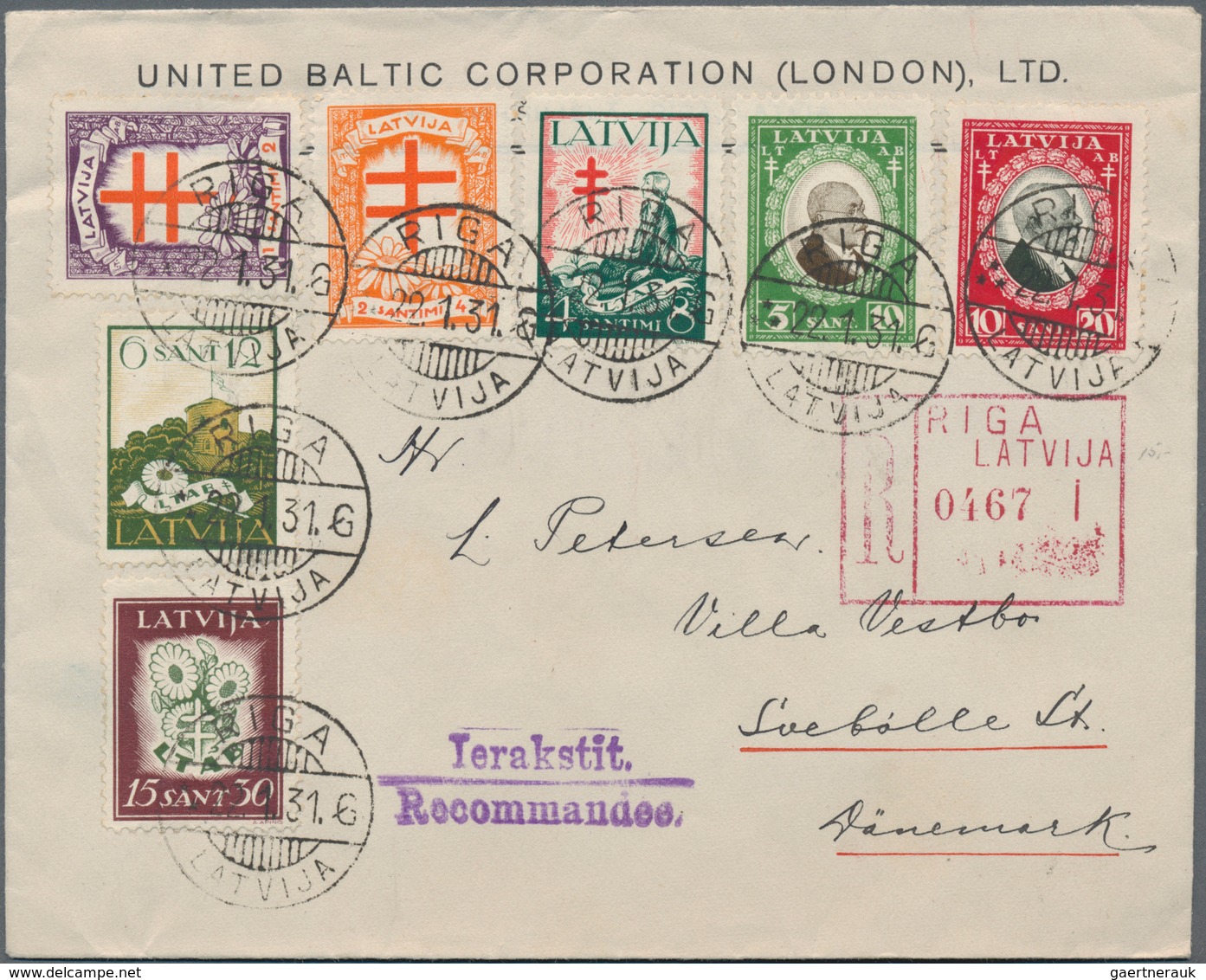 Lettland: 1921/1941, Small Lot Of Eight Better Covers And Cards Inclutig Tax, Parcel Card And Regist - Lettonie