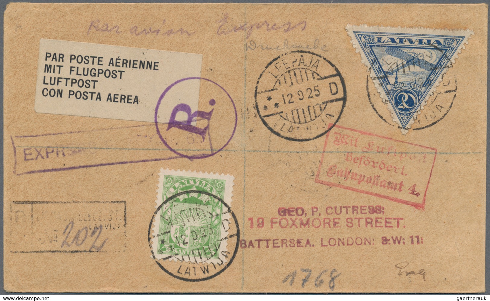 Lettland: 1925/1937, AIRMAIL, Lot Of 15 Covers/cards (incl. Two Pieces Incoming Airmail: 1933 From A - Latvia