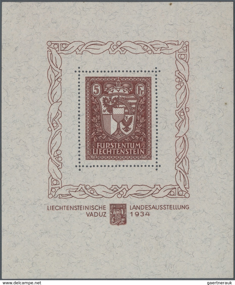 Liechtenstein: 1934, Vaduz-Block, Partie Von Vier Postfrischen Exemparen, Einmal Bugspur. MiNr. Bloc - Collections