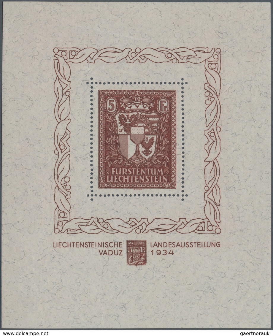 Liechtenstein: 1934, Vaduz-Block, Partie Von Vier Postfrischen Exemparen, Einmal Bugspur. MiNr. Bloc - Lotes/Colecciones