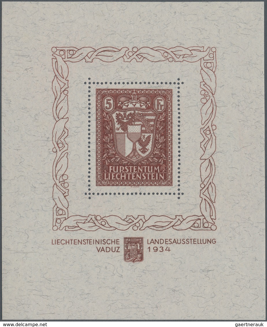 Liechtenstein: 1934, Vaduz-Block, Partie Von Vier Postfrischen Exemparen, Einmal Bugspur. MiNr. Bloc - Lotes/Colecciones