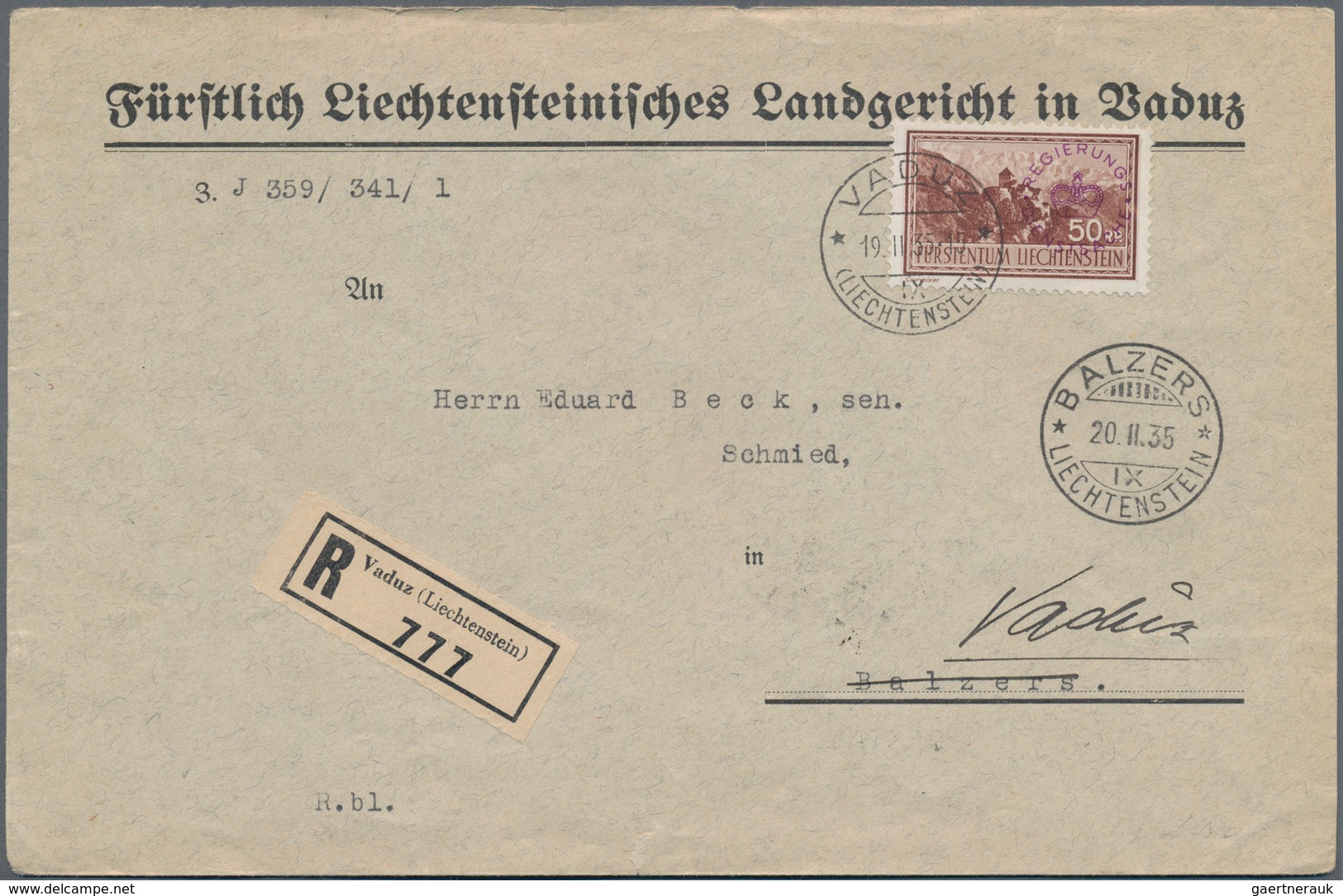 Liechtenstein - Dienstmarken: 1921/45 13 Belege Der Dienstpost Meist Der Regierung Incl. Einem Brief - Oficial