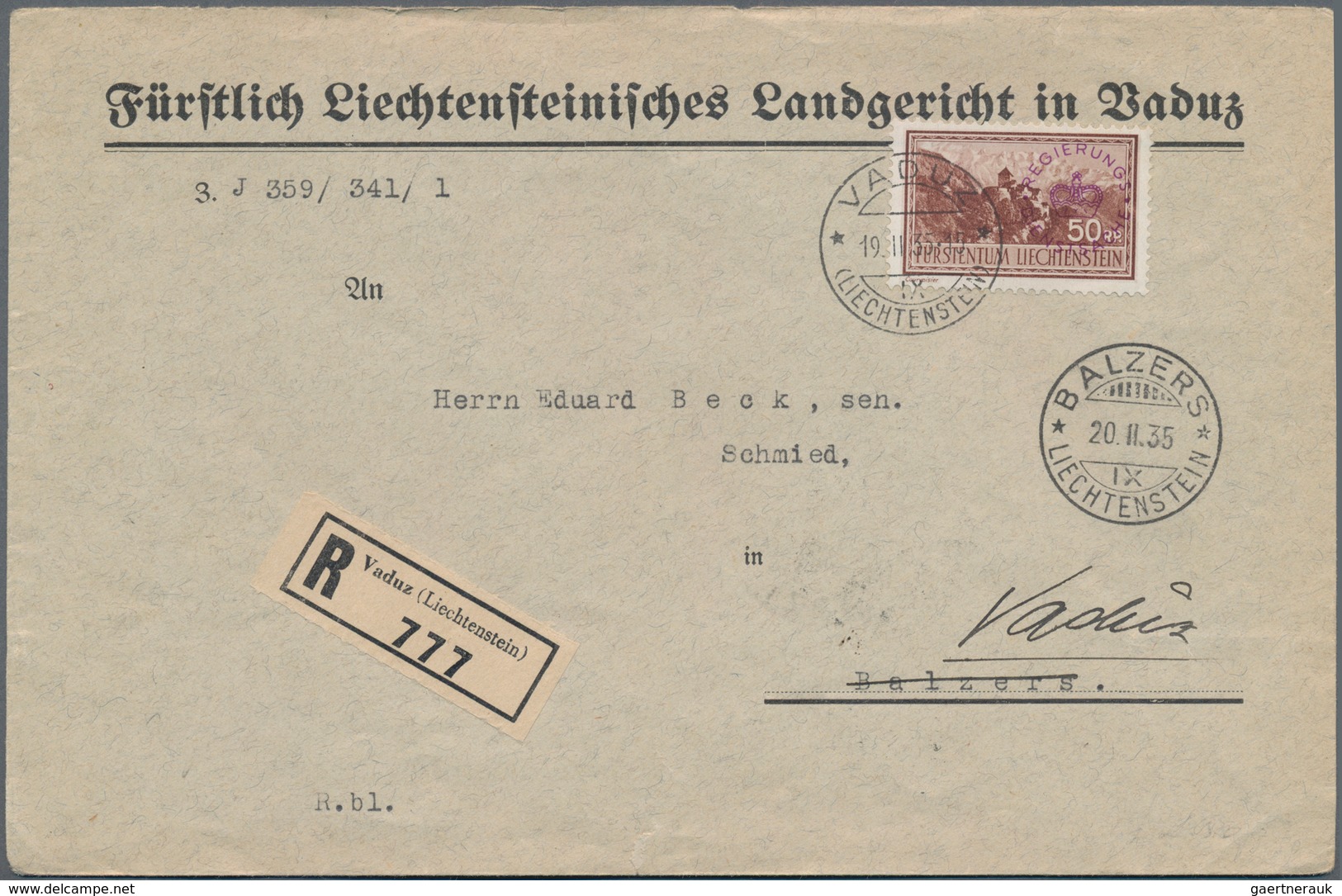 Liechtenstein - Dienstmarken: 1921/45 13 Belege Der Dienstpost Meist Der Regierung Incl. Einem Brief - Dienstmarken