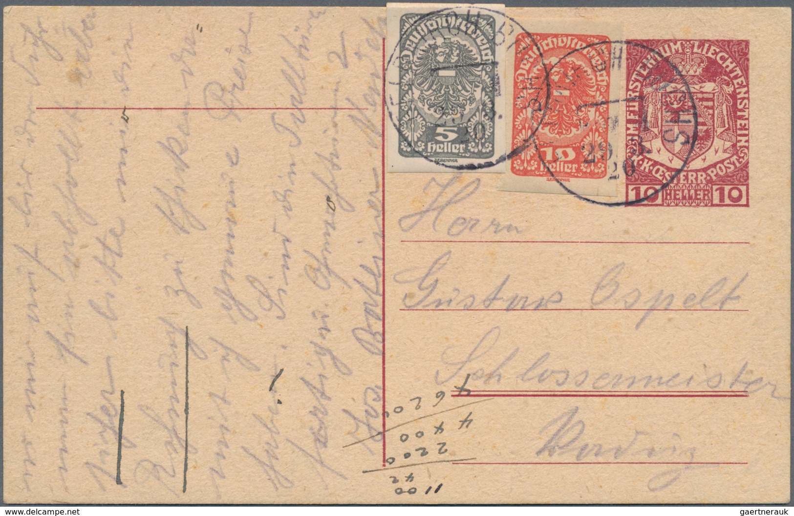 Liechtenstein - Besonderheiten: 1908/1930 Bahnpost 8 Belege Und Eine Ganzsachenkarte, Dazu Noch Dive - Sonstige & Ohne Zuordnung