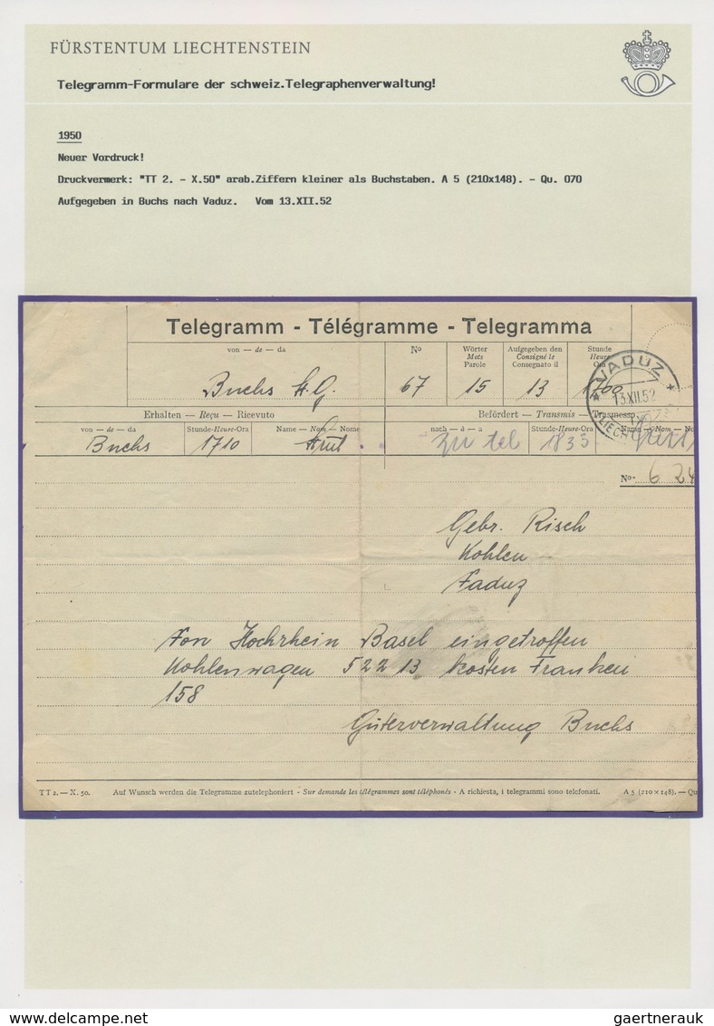 Liechtenstein - Besonderheiten: 1910/1995 (ca.), Ausstellungsmäßig Aufgezogene Sammlung Telegramm-Fo - Autres & Non Classés