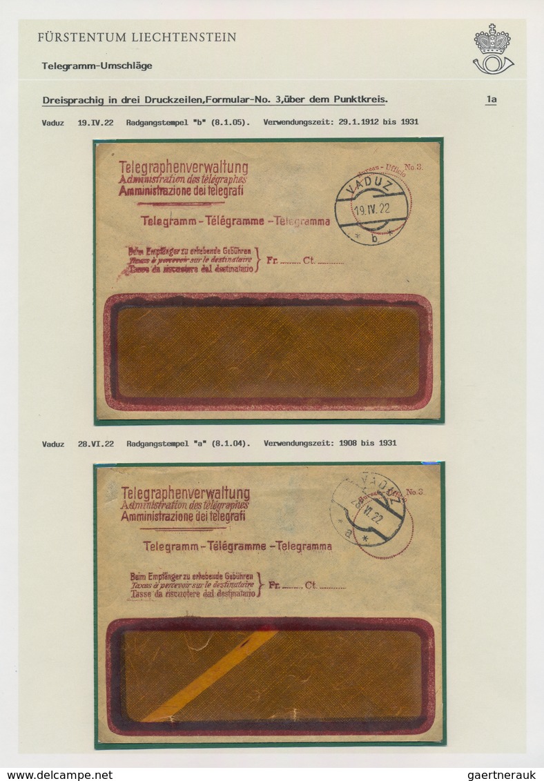 Liechtenstein - Besonderheiten: 1910/1995 (ca.), Ausstellungsmäßig Aufgezogene Sammlung Telegramm-Fo - Otros & Sin Clasificación