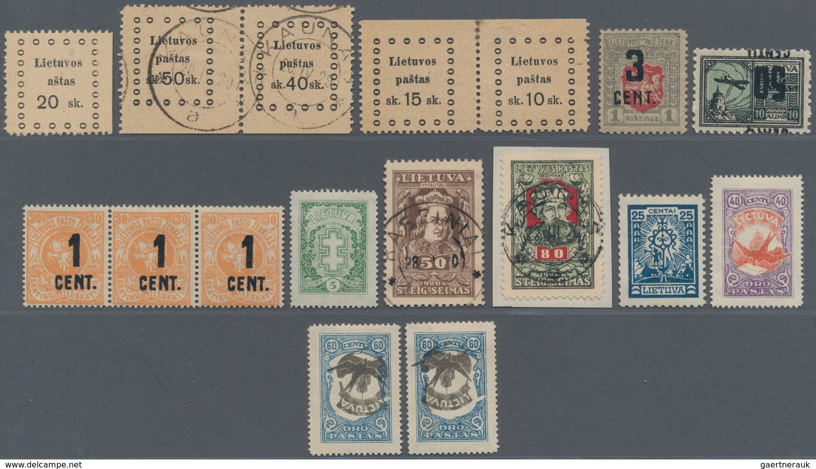 Litauen: 1919/1926, Specialised Assortment Of 25 Stamps, Incl. Se-tenant Pairs, "imperf. Betweeen", - Lituanie