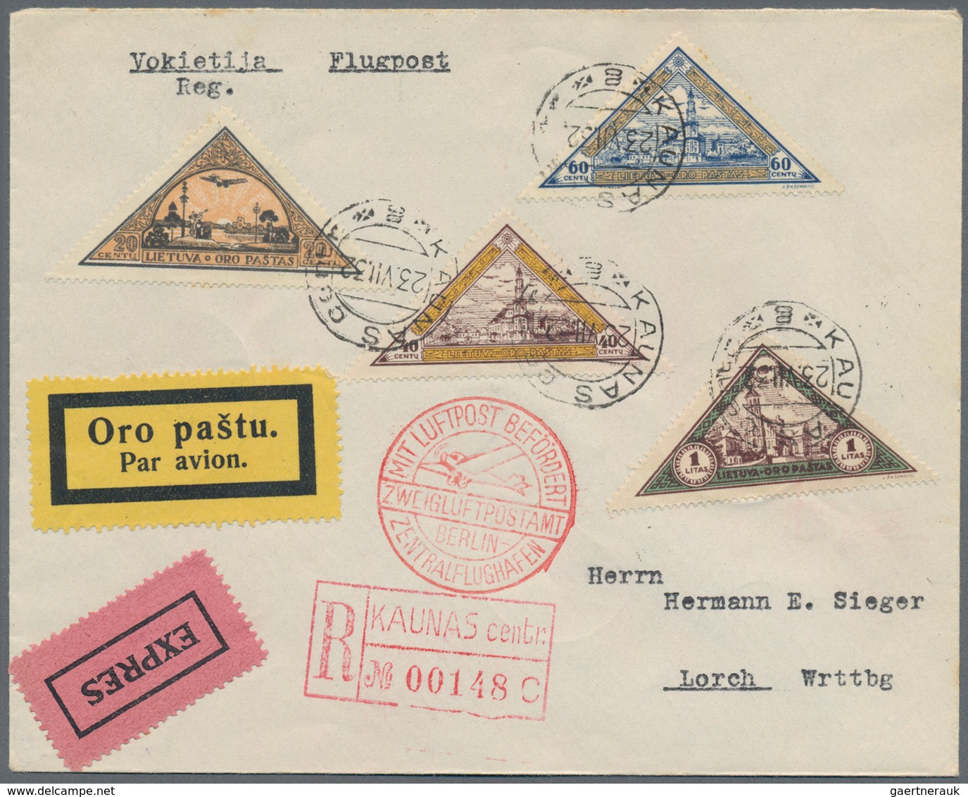 Litauen: 1919/1939, assortment of apprx. 65 cover/cards, nice section airmail, registered and insure