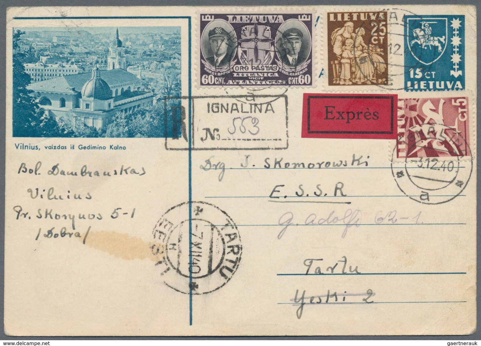 Litauen: 1949/1944, Lithuania During WWII, Assortment Of 34 Covers/cards/stationeries, Comprising PO - Lituanie