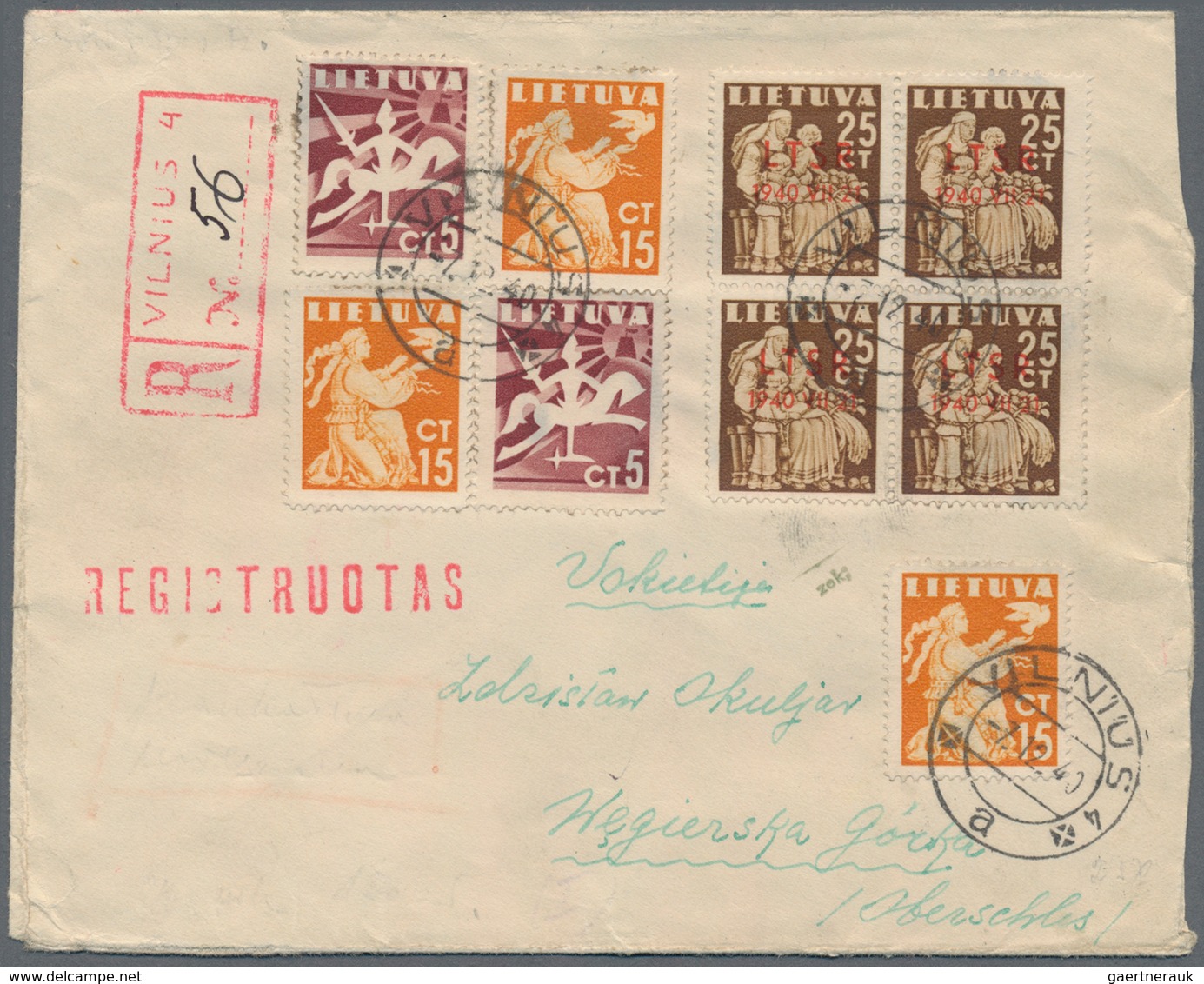 Litauen: 1949/1944, Lithuania During WWII, Assortment Of 34 Covers/cards/stationeries, Comprising PO - Lituanie