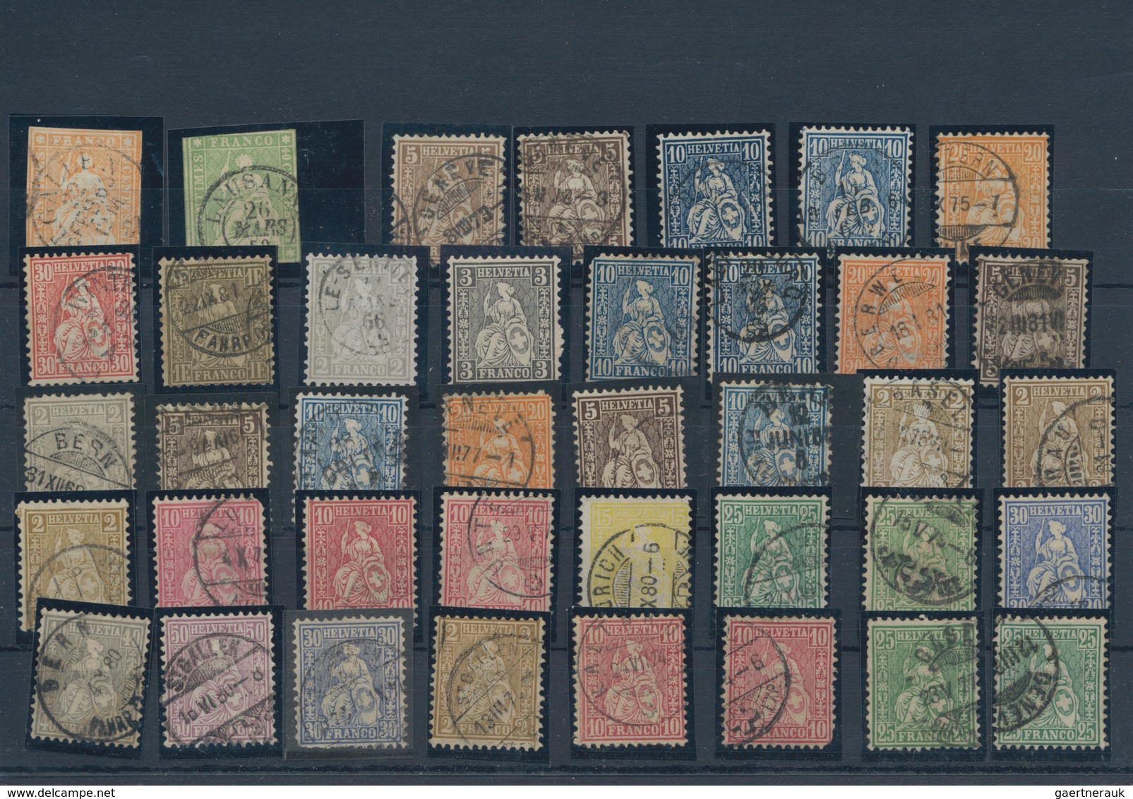 Schweiz: 1850-1930 Ca., Small Collection On Cards Starting Imperf Issues In Different Types, Most Fi - Collections