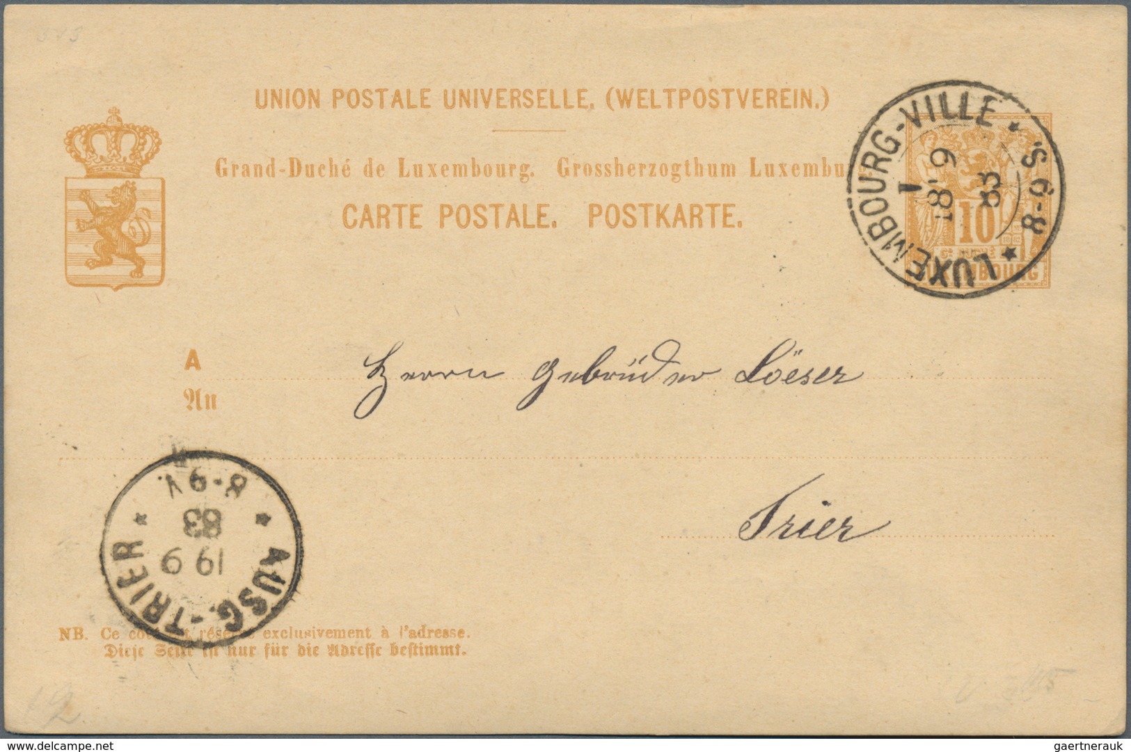 Luxemburg: 1877/1952, Ganzsachen Ungebraucht Bzw. Gelaufen (7, Mit Zwei Doppelkarten 12 1/2 C. Bzw. - Autres & Non Classés