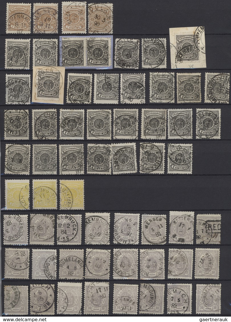 Luxemburg: 1880/1884, Definitives Coat Of Arms", Used Assortment Of 95 Stamps Incl. Three Copies 5c. - Other & Unclassified