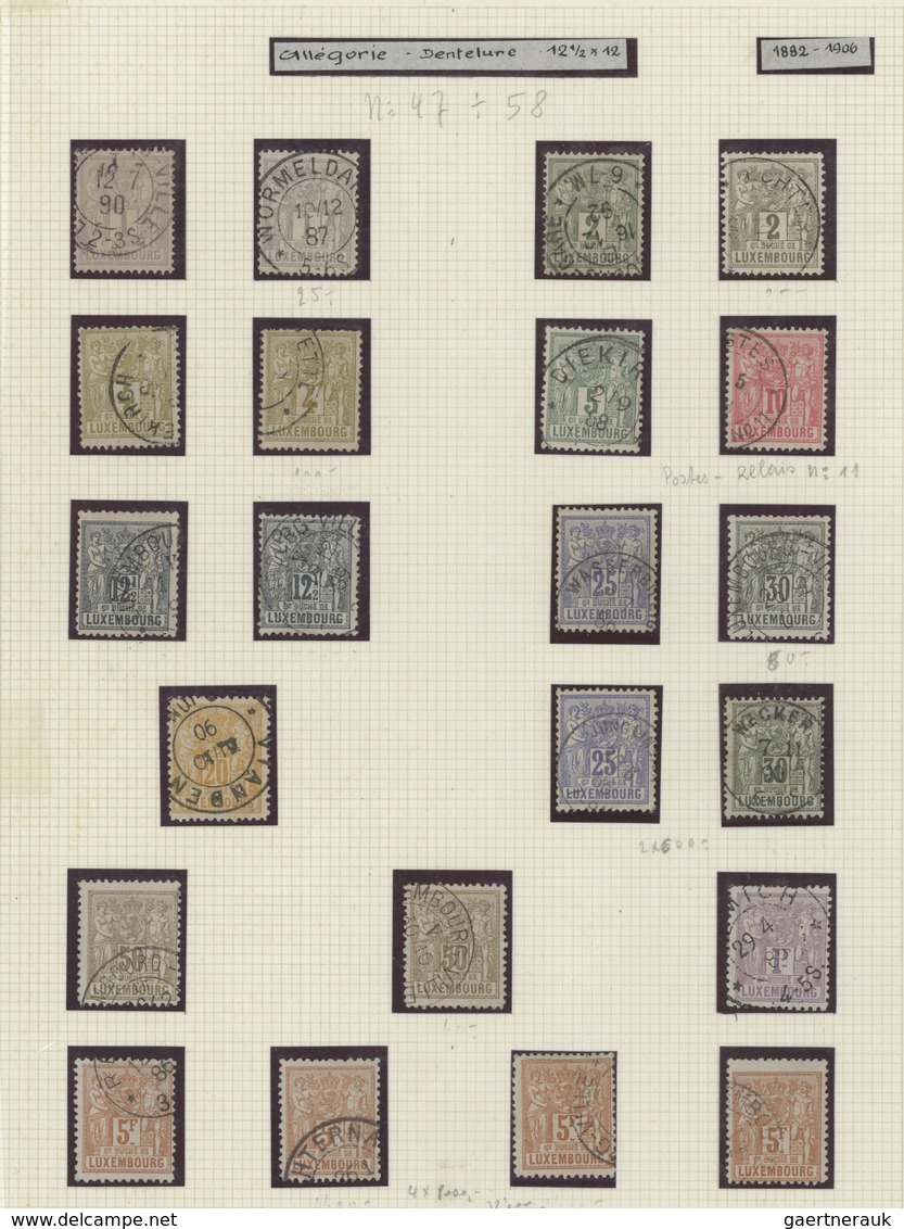 Luxemburg: 1882/1890, Definitives "Allegory", Specialised Collection Of 38 Stamps On Album Pages, Co - Sonstige & Ohne Zuordnung