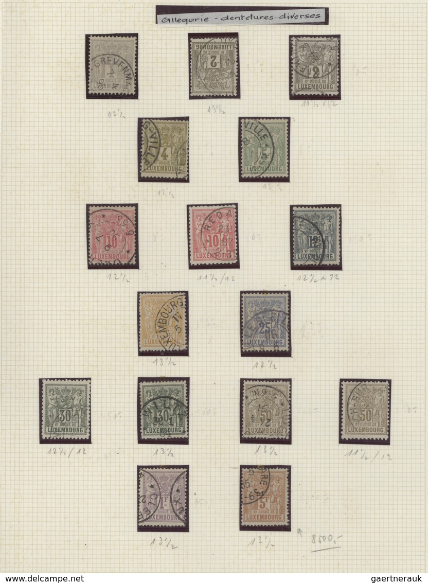 Luxemburg: 1882/1890, Definitives "Allegory", Specialised Collection Of 38 Stamps On Album Pages, Co - Andere & Zonder Classificatie