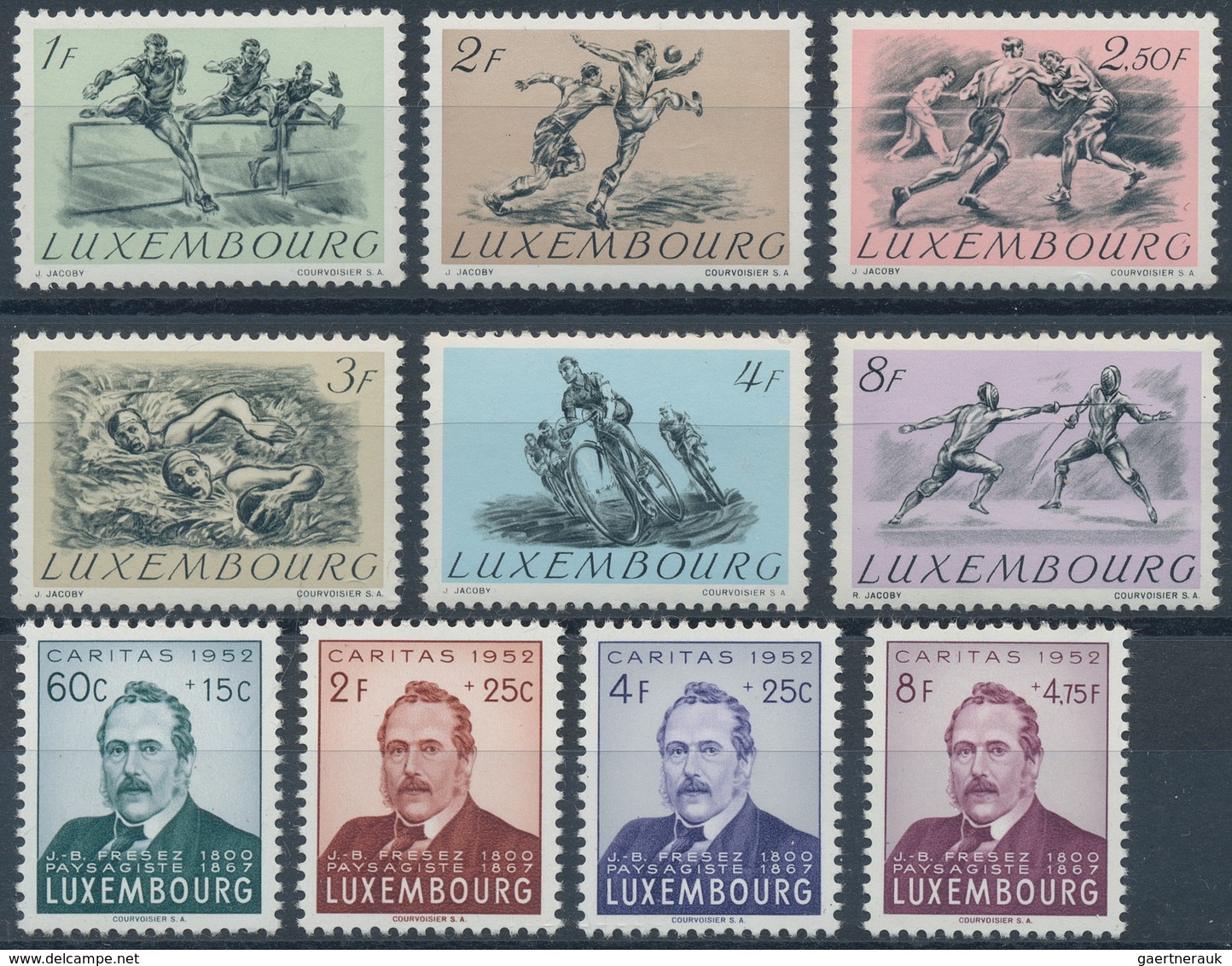 Luxemburg: 1952, 100 Year Sets Mint Never Hinged. The First Issue Is Missing (Centilux). Some Stamps - Andere & Zonder Classificatie