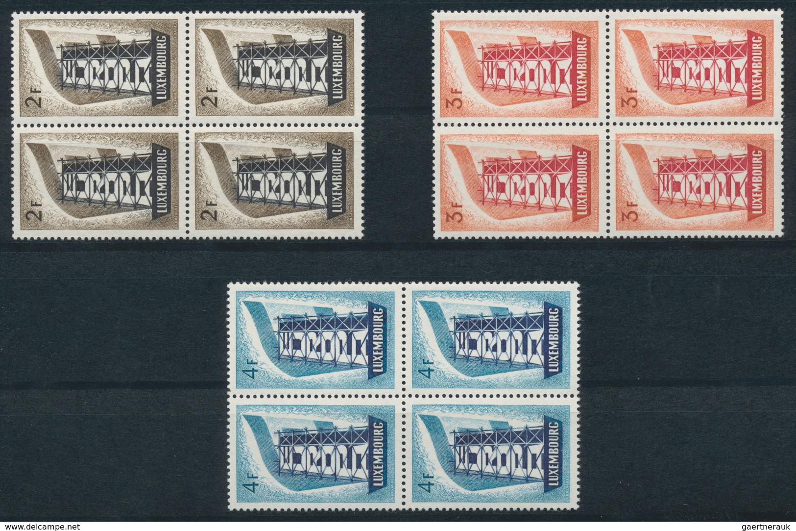 Luxemburg: 1956, Europa, 112 Sets Of This Issue In 28 Blocks Of Four Mint Never Hinged. Michel 22.40 - Otros & Sin Clasificación