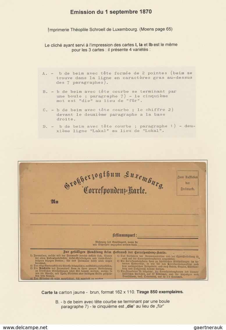 Luxemburg - Besonderheiten: 1870/74 Exhibition Collection Of Postcard Forms Before UPU Beginning Wit - Autres & Non Classés