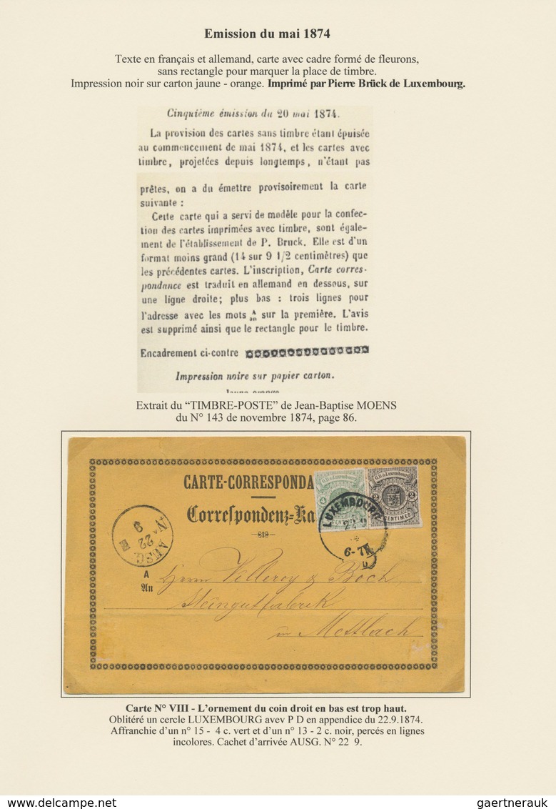 Luxemburg - Besonderheiten: 1870/74 Exhibition Collection Of Postcard Forms Before UPU Beginning Wit - Altri & Non Classificati