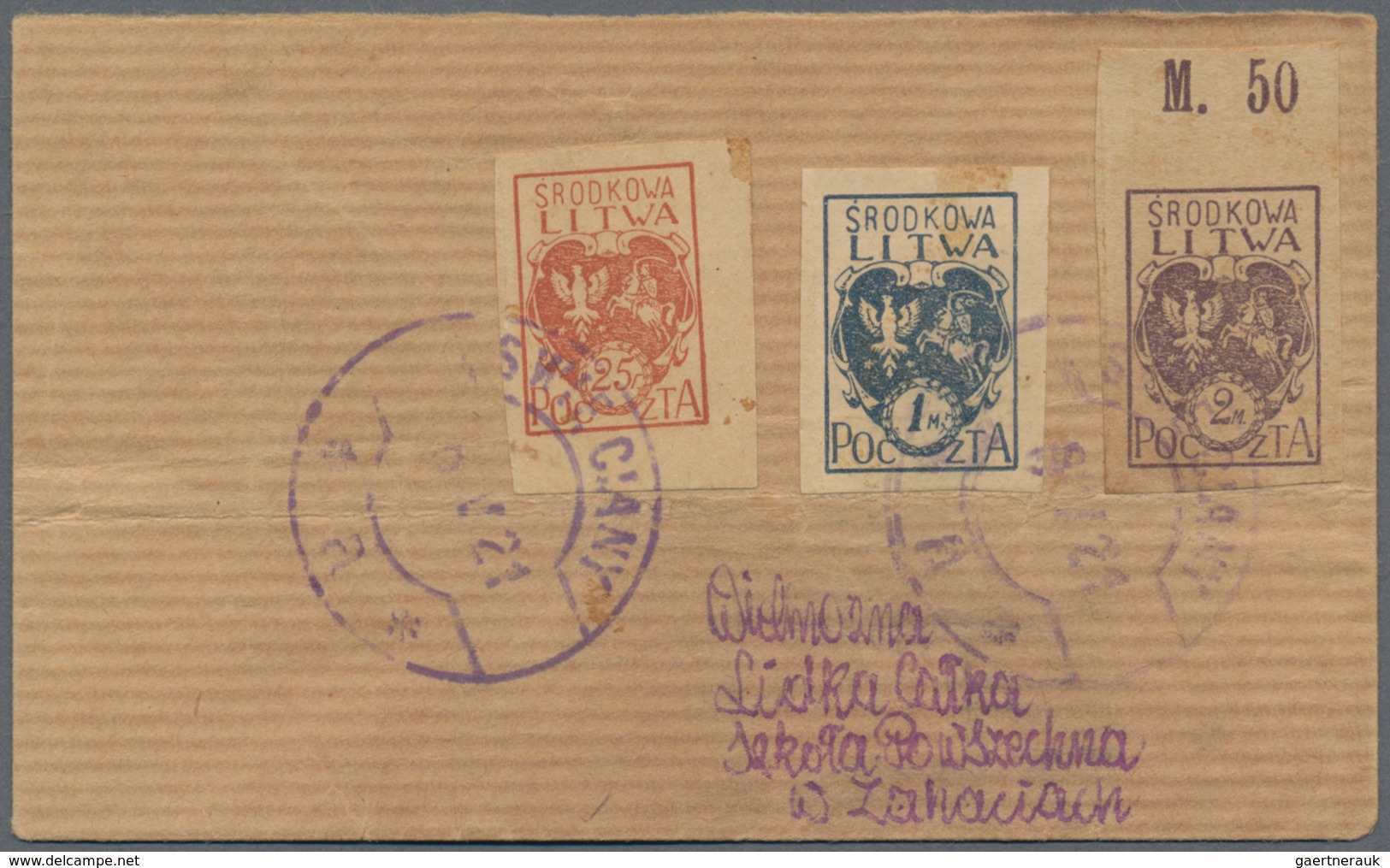 Mittellitauen: 1920/1922, Lot Of Six Covers/cards Bearing Adhesives Incl. Registered Letter, Insured - Litauen