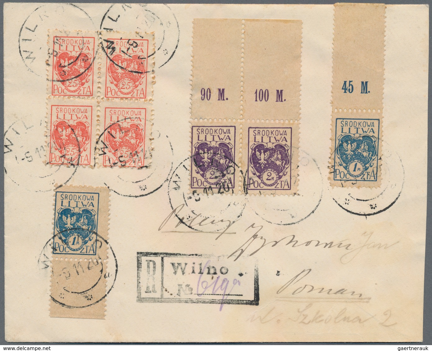 Mittellitauen: 1920/1922, Lot Of Six Covers/cards Bearing Adhesives Incl. Registered Letter, Insured - Litouwen