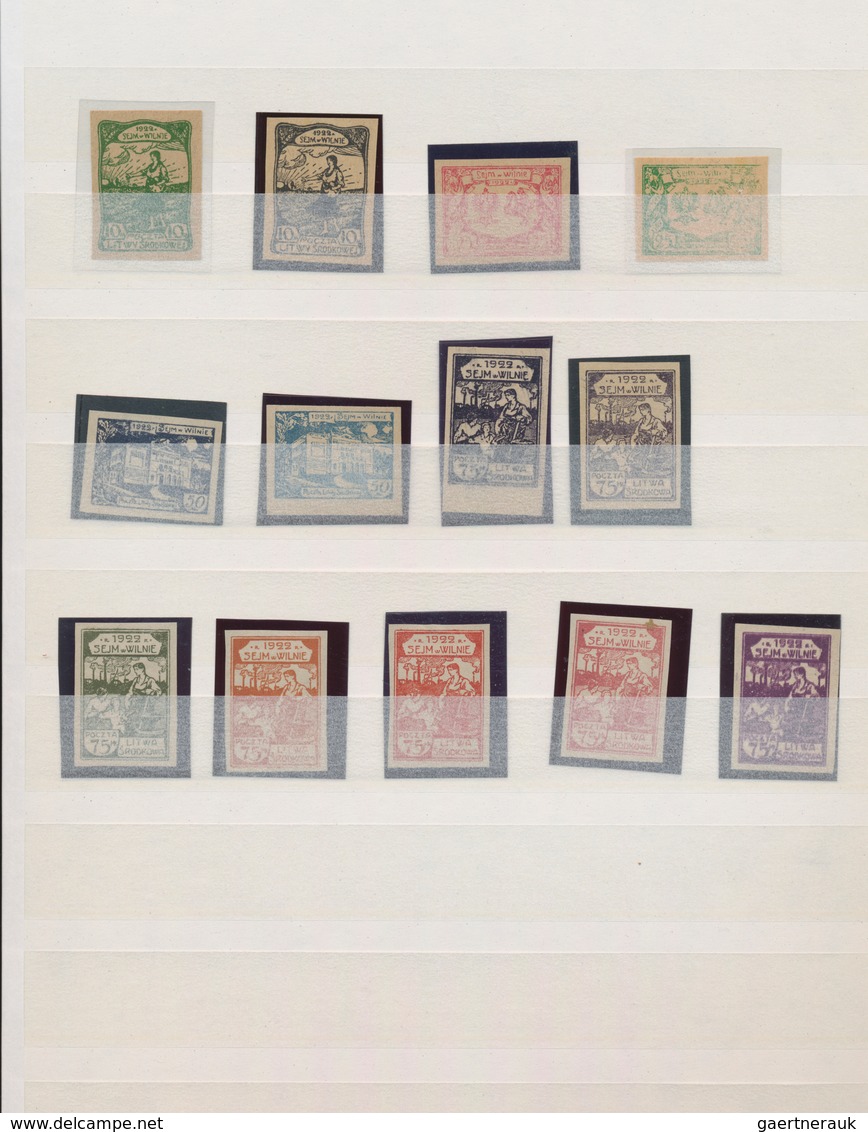 Mittellitauen: 1920/1922, SPECIALITIES/VARIETIES, Sophisticated Assortement Of Apprx. 150 Stamps, Co - Lituania