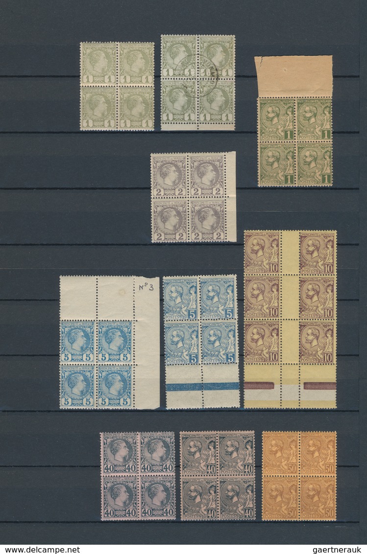 Monaco: 1885/1929, MULTIPLES/GUTTER PAIRS/MILLESIMES, Chiefly MNH Collection On Stockpages Incl. Bet - Used Stamps