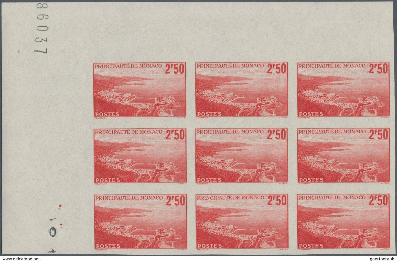 Monaco: 1939/1943, Definitives "Views", Complete Set Of 29 Values In IMPERFORATE Blocks Of Nine, Min - Used Stamps