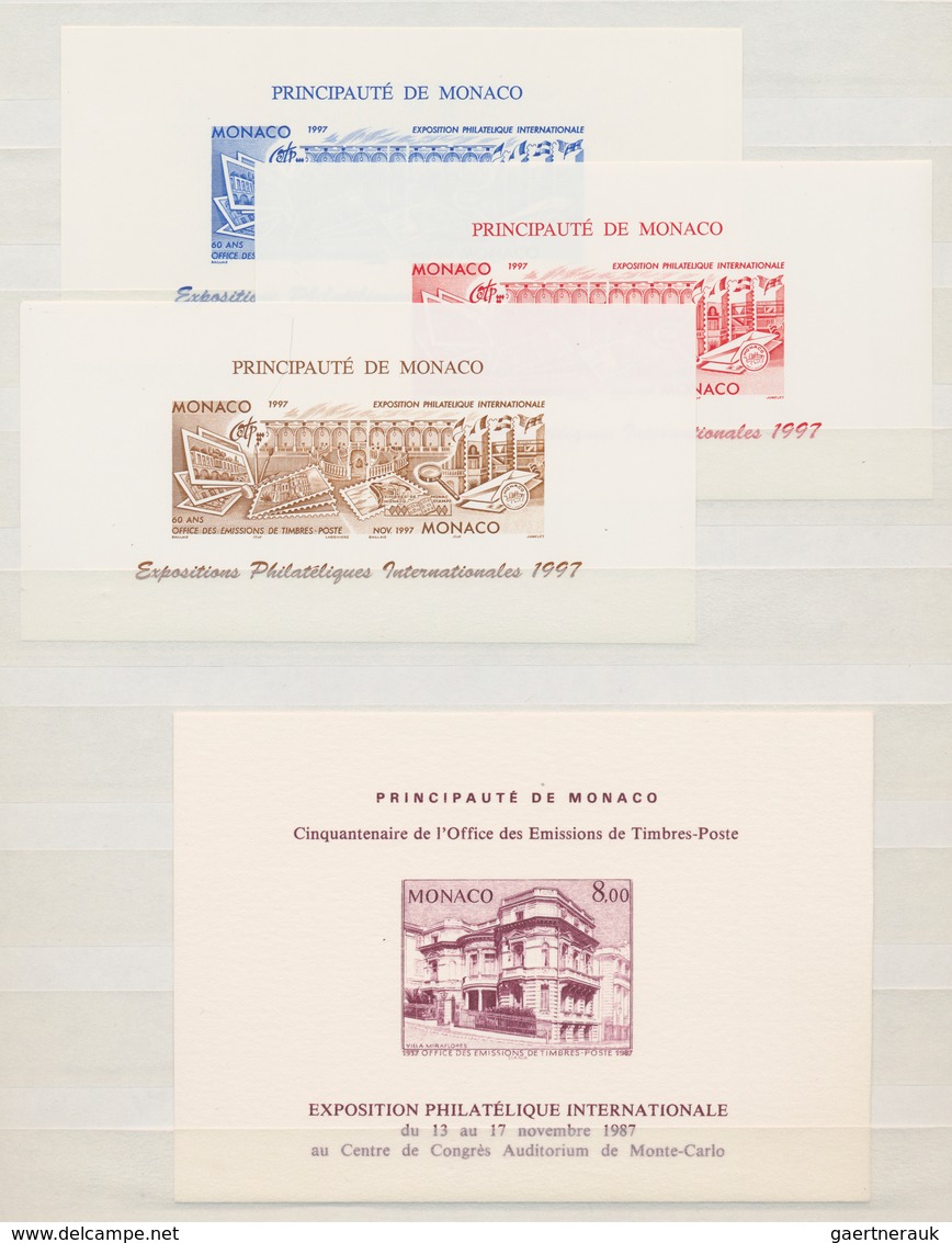 Monaco: 1948/1999, Lot Of Imperf. Stamps, Colour Proofs, Epreuve De Luxe And Souvenir Cards. - Oblitérés