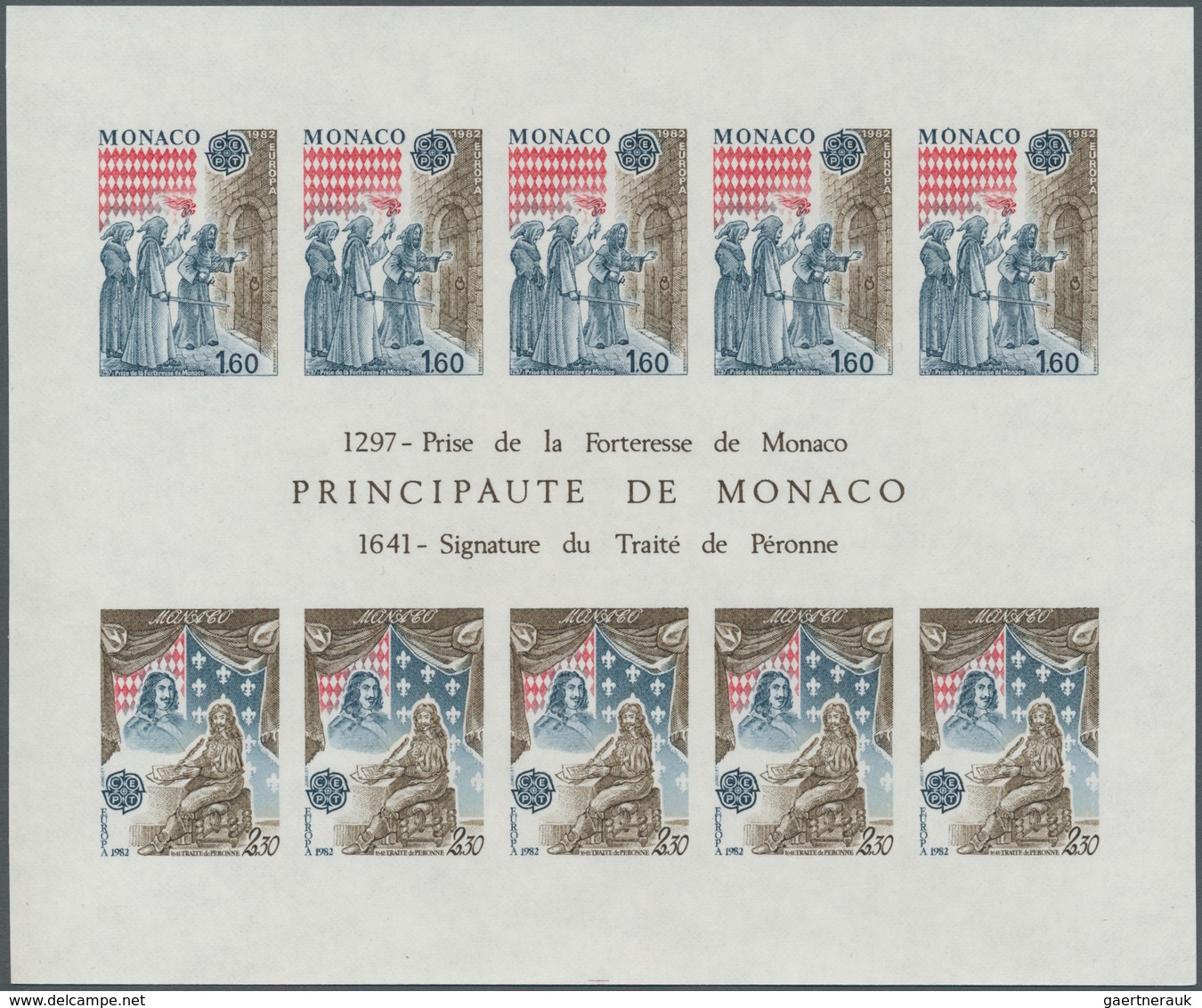 Monaco: 1982, Europa-Cept, Souvenir Sheet IMPERFORATE, 100 Pieces Unmounted Mint. Maury 1357A Nd (10 - Oblitérés