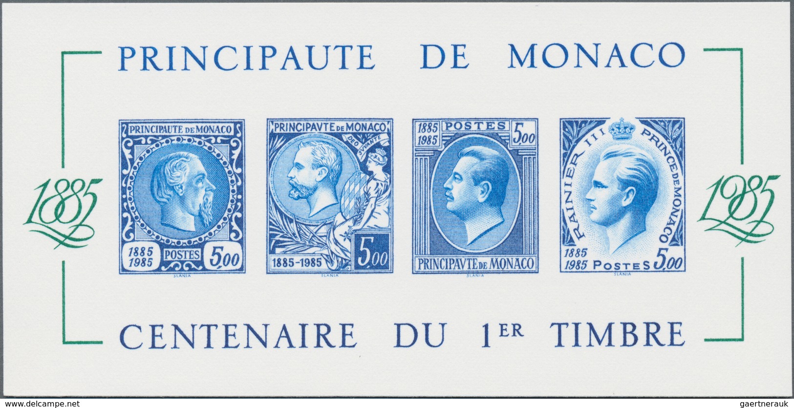 Monaco: 1985, Stamp Centenary Souvenir Sheet, Epreuve De Luxe On Thick Unwatermarked Paper, Size 14, - Used Stamps