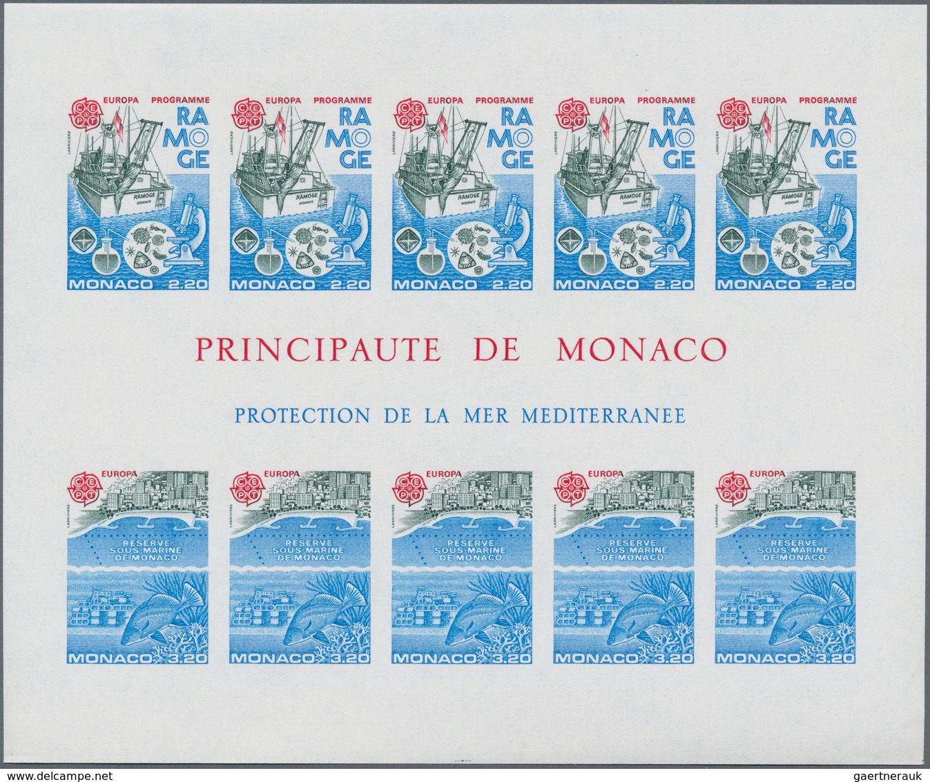 Monaco: 1986, Cept Souvenir Sheet "Environmental Protection" IMPERFORATE, Lot Of 52 Pieces Mint Neve - Oblitérés