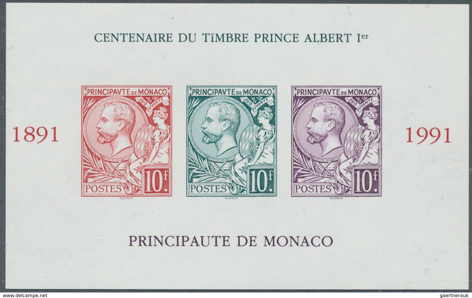 Monaco: 1991, Centenary Of Stamps 'Prince Albert I.' In A Lot With 72 IMPERFORATE Miniature Sheets, - Oblitérés